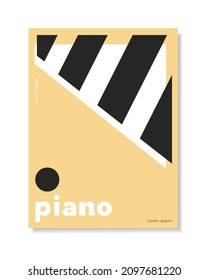 Piano music poster concept. Colored flat vector illustration. 