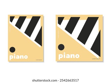 Conjunto de cartazes de música para piano. Ilustração vetorial plana colorida. Fundo branco.