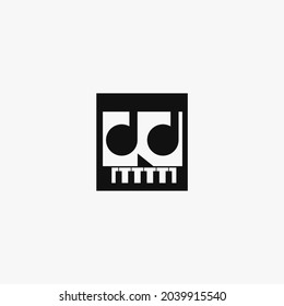 piano music skull simple logo .vector illustration for logo or icon