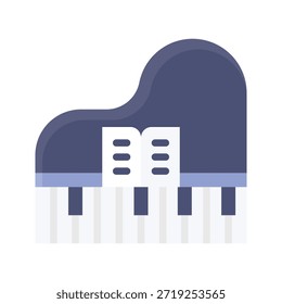 Ilustración vectorial de música de piano, icono de estilo plano.