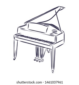 Piano musical instrument, contour vector illustration 