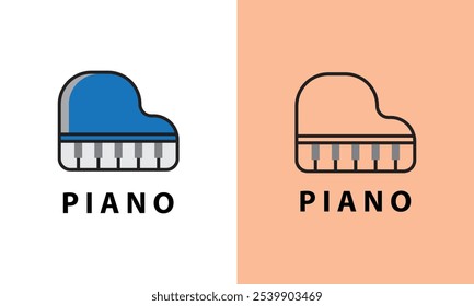 Vetor de ícone de instrumento musical para piano, usado para entretenimento musical, instrumento, festival, web digital e entretenimento.