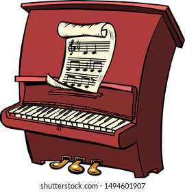 piano musical instrument. sheet music. Pop art retro vector illustration drawing
