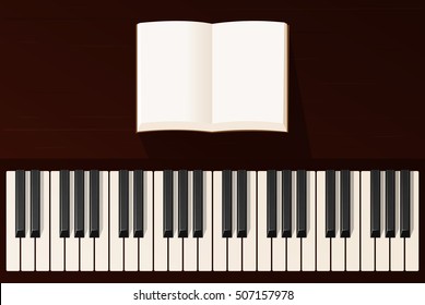 piano, musical instrument,  view from above, vector illustration