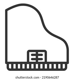 Piano and musical notation, top view - icon, illustration on white background, outline style