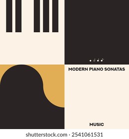 Piano. Cartaz musical para o seu design. Elementos de música design para cartão, convite, folheto. Ilustração vetorial de fundo da música. Teclado de piano musical. 