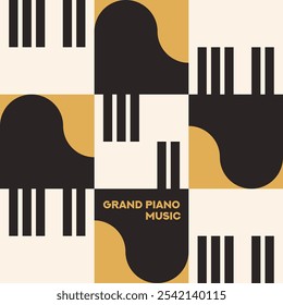 Piano. Cartaz musical para o seu design. Elementos de música design para cartão, convite, folheto. Ilustração vetorial de fundo da música. Teclado de piano musical.