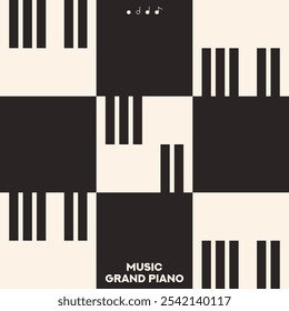 Piano. Cartaz musical para o seu design. Elementos de música design para cartão, convite, folheto. Ilustração vetorial de fundo da música. Teclado de piano musical.