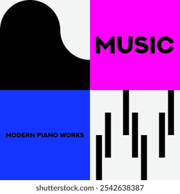 Piano. Cartaz musical para o seu design. Elementos de música design para cartão, convite, folheto. Ilustração vetorial de fundo da música. Teclado de piano musical.