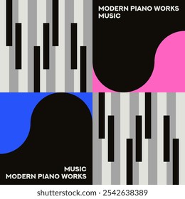 Piano. Cartaz musical para o seu design. Elementos de música design para cartão, convite, folheto. Ilustração vetorial de fundo da música. Teclado de piano musical.