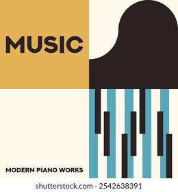 Piano. Cartaz musical para o seu design. Elementos de música design para cartão, convite, folheto. Ilustração vetorial de fundo da música. Teclado de piano musical.