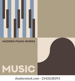 Piano. Cartaz musical para o seu design. Elementos de música design para cartão, convite, folheto. Ilustração vetorial de fundo da música. Teclado de piano musical.