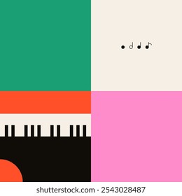 Piano. Cartaz musical para o seu design. Elementos de música design para cartão, convite, folheto. Ilustração vetorial de fundo da música. Teclado de piano musical.