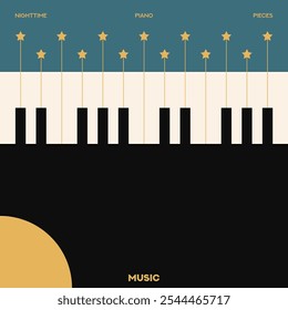 Piano. Cartaz musical para o seu design. Elementos de música design para cartão, convite, folheto. Ilustração vetorial de fundo da música. Teclado de piano musical.