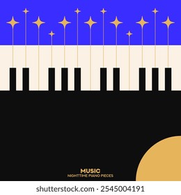 Piano. Cartaz musical para o seu design. Elementos de música design para cartão, convite, folheto. Ilustração vetorial de fundo da música. Teclado de piano musical.