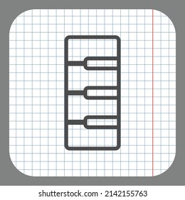 Piano musical simple icon. Flat desing. On graph paper. Grey background.ai