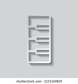 Piano musical simple icon. Flat design. Paper style with shadow. Gray background.ai