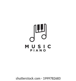 Nota Diseño de logotipo de piano de música minimalista moderno