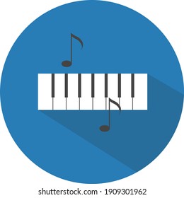 Notas de piano, ilustración, vector sobre un fondo blanco.