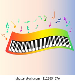 Piano, notes, vector