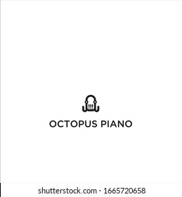 piano octopus logo icon vector