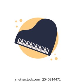 Piano sobre fondo blanco aislado. Icono de piano de Forte. Estilo plano de dibujos animados de Ilustración vectorial.