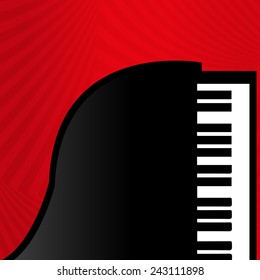 Piano on a red background, jazz