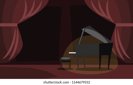 piano on stage vector illustration 