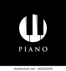 Piano orchestra logo template design on a black background. Vector illustration.