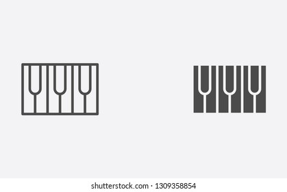 Piano outline and filled vector icon sign symbol