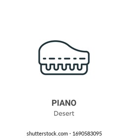 Piano outline vector icon. Thin line black piano icon, flat vector simple element illustration from editable wild west concept isolated stroke on white background