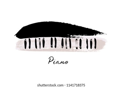 Piano, painted with brush strokes. Vector illustration.