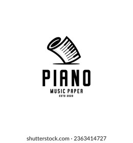 piano and paper logo, paper arch depicting a piano keyboard