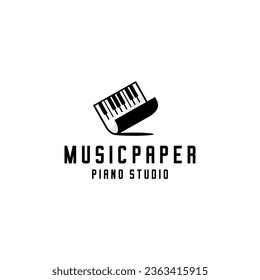 piano and paper logo, paper arch depicting a piano keyboard