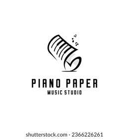 piano and paper logo, paper arch depicting a piano keyboard