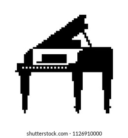 Piano pixel art. 8 bit Musical instrument Vector illustration
