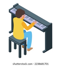 Piano play icon isometric vector. School music. Concert instrument