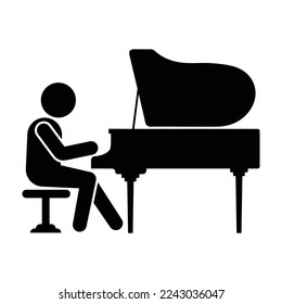 Piano player icon symbol isolated on white background. Editable EPS 10 vector graphic.