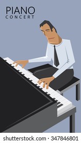 Piano Player Poster, Pianist Illustration (Vector Art)