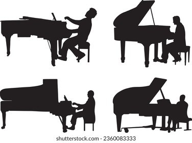 Piano Player Silhouette Vector Graphic Pack