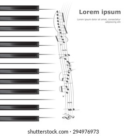 piano poster background template. keyboard with music notes. vector illustration