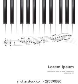 piano poster background template. keyboard with music notes. vector illustration