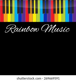 Piano rainbow keyboards vector illustrations. Various angles and views