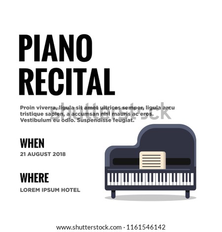 Piano Recital Invitation Vector Illustration Flat Stock Vector