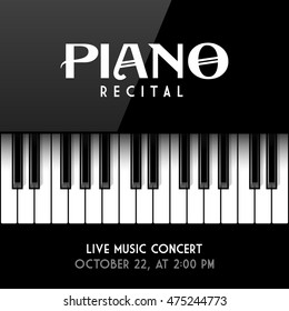 Piano recital poster, leaflet or invitation design template. Vector illustration.