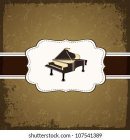 Piano with retro grungy pattern, musical background. EPS 10.