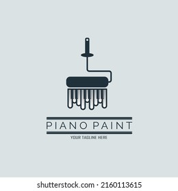 Piano roller brush paint logo design template for brand or company and other