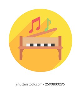 Piano rounded color, mini illustration icon. use for modern concept, print, UI, UX kit, web and app development. Vector EPS 10, related to entertainment, festival, funfair and hobbies.