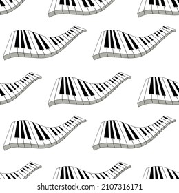 Piano. Patrón transparente con instrumentos musicales de teclado. Imagen vectorial. 