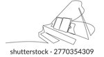Piano and sheet music. in Single continuous line drawing 